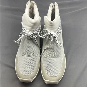 Godi High Top Sneakers White Mesh Leather‎ Zip Closure Mens Size 9 Womens 10.5